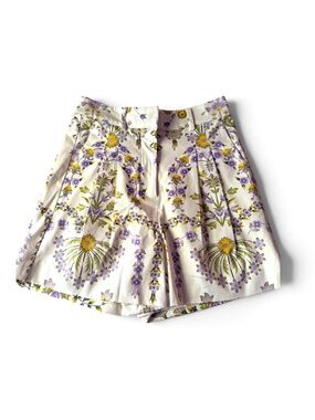 A Loves A botanical Floral boho Greece Pleated women’s Shorts cottagecore EUC